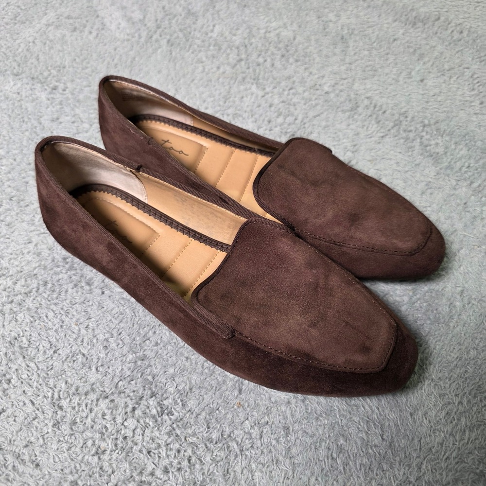 Me Too Womens 8M Parker-SC Loafers Brown Faux Suede Almond Toe Flats